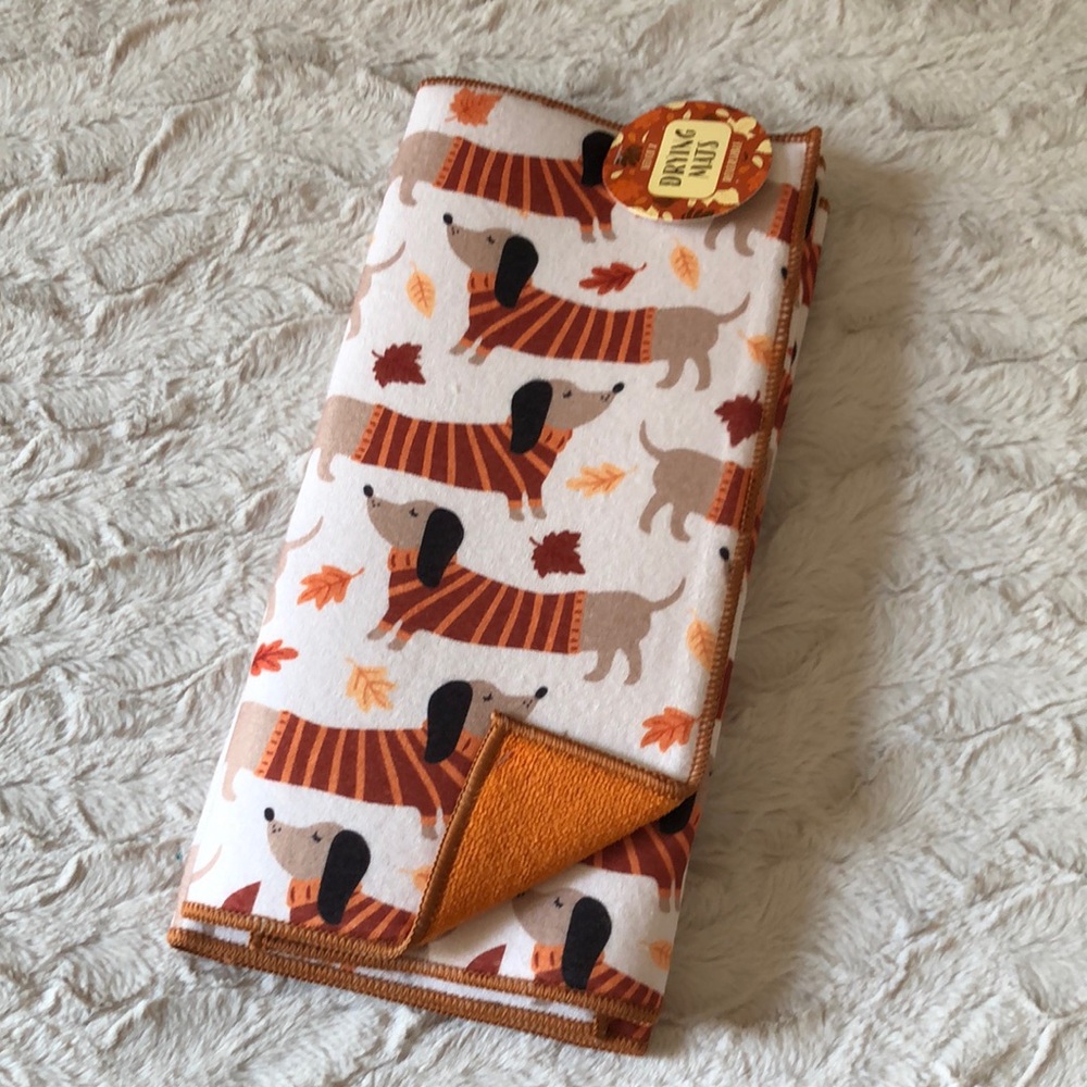 Autumn Dachshund Print Drying Mats